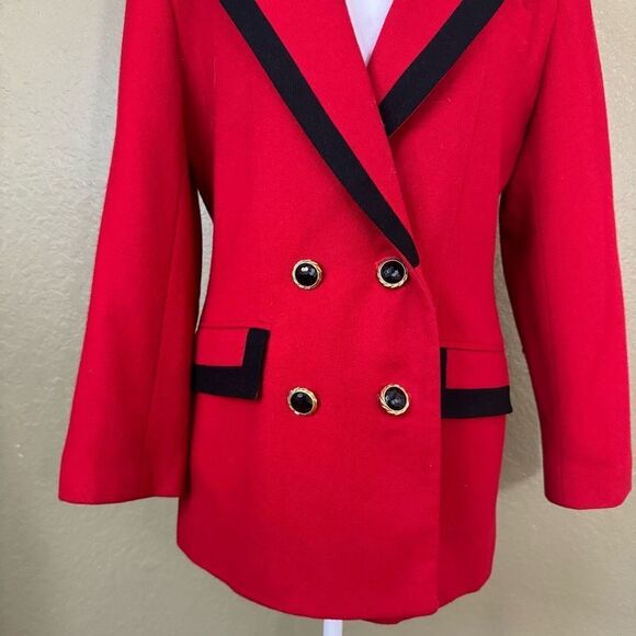 Vintage Oleg Cassini Women’s 12 Petite 100% Wool Lined Red Elegant Blazer - Picture 2 of 7